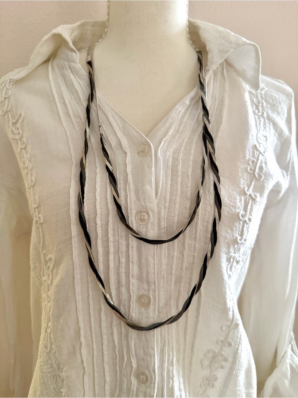 Spring Street Layered Black and Silver Twisted Rope Necklace
